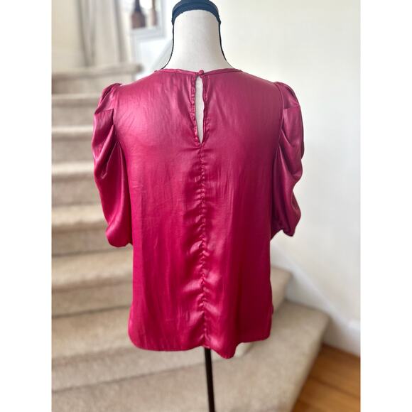 Current Air Hot Pink Metallic Puff Sleeve Blouse - Picture 2 of 7